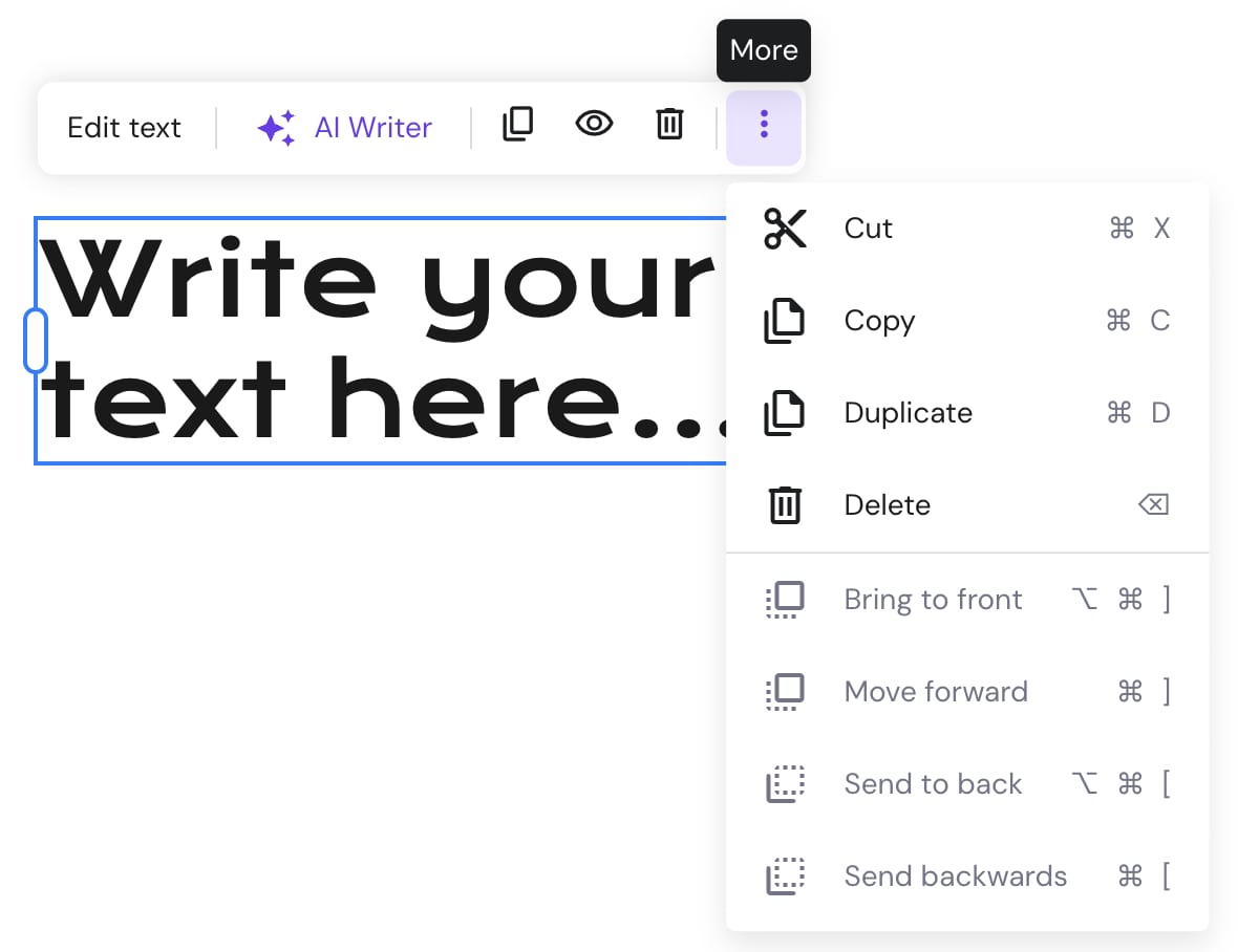 Text element settings in Hostinger Website Builder 