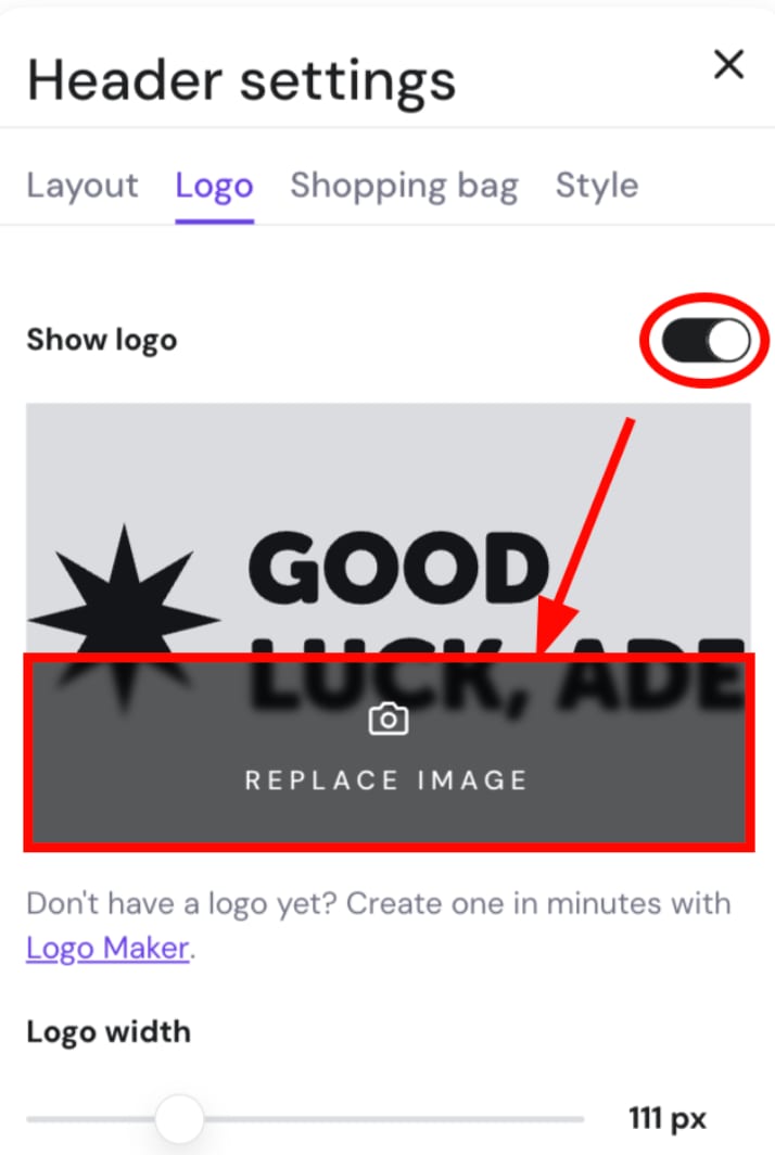 Logo settings in Hostinger Website Builder