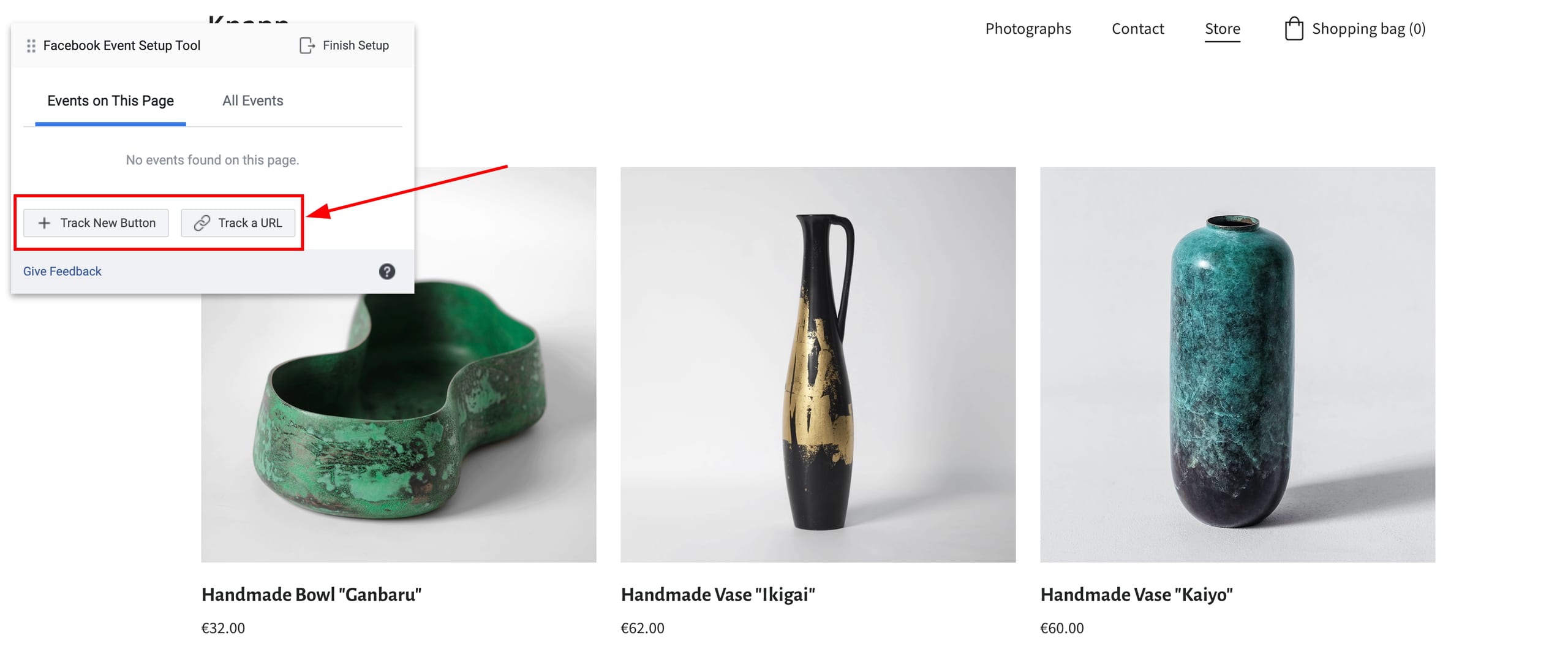 Setting up Facebook Pixel events