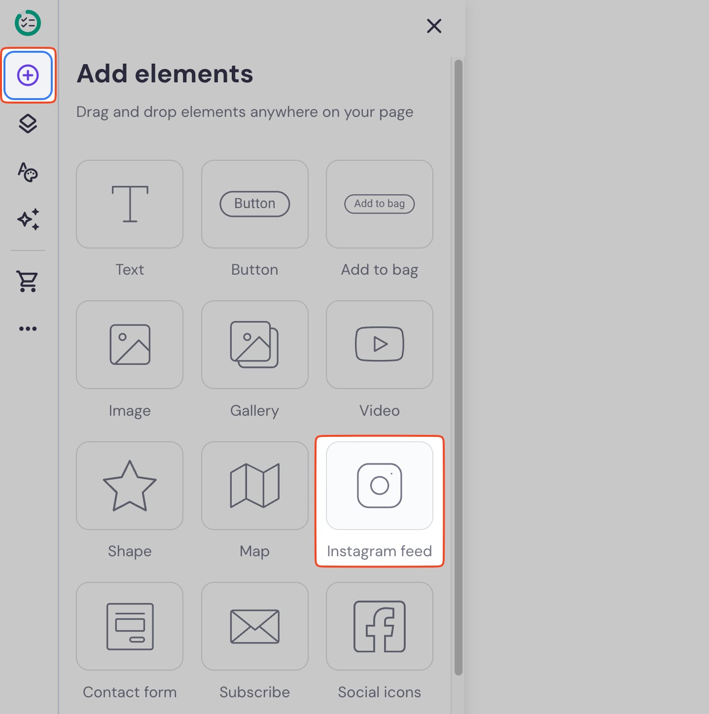Adding an Instagram feed element to a website