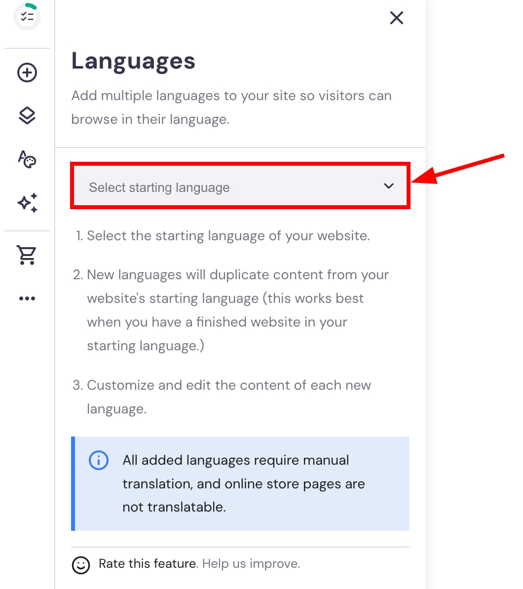 Setting the default language of a website