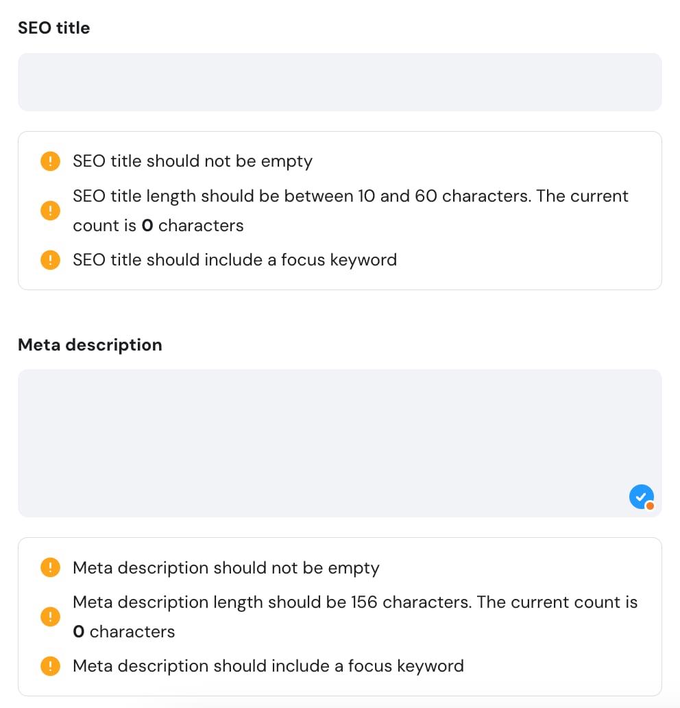The meta title and description settings in Hostinger Website Builder