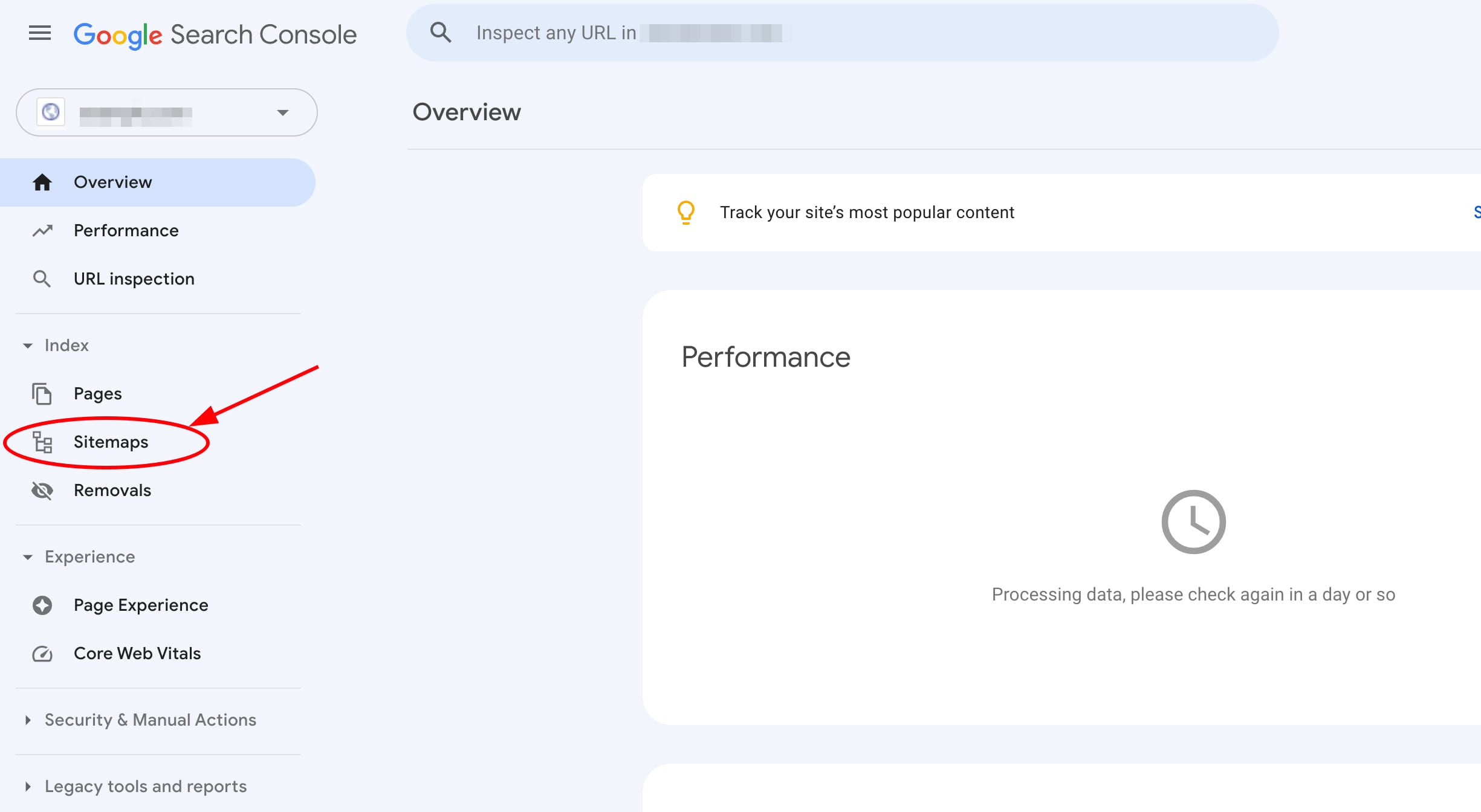 The Sitemap section in Google Search Console