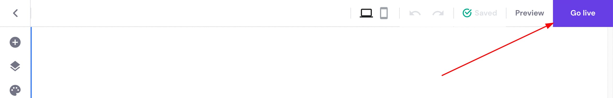 The Go live button in Hostinger Website Builder