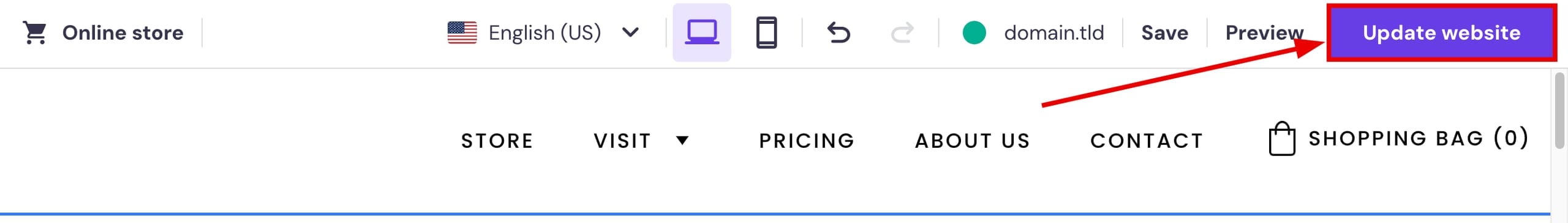 Updating the website in Hostinger Website Builder