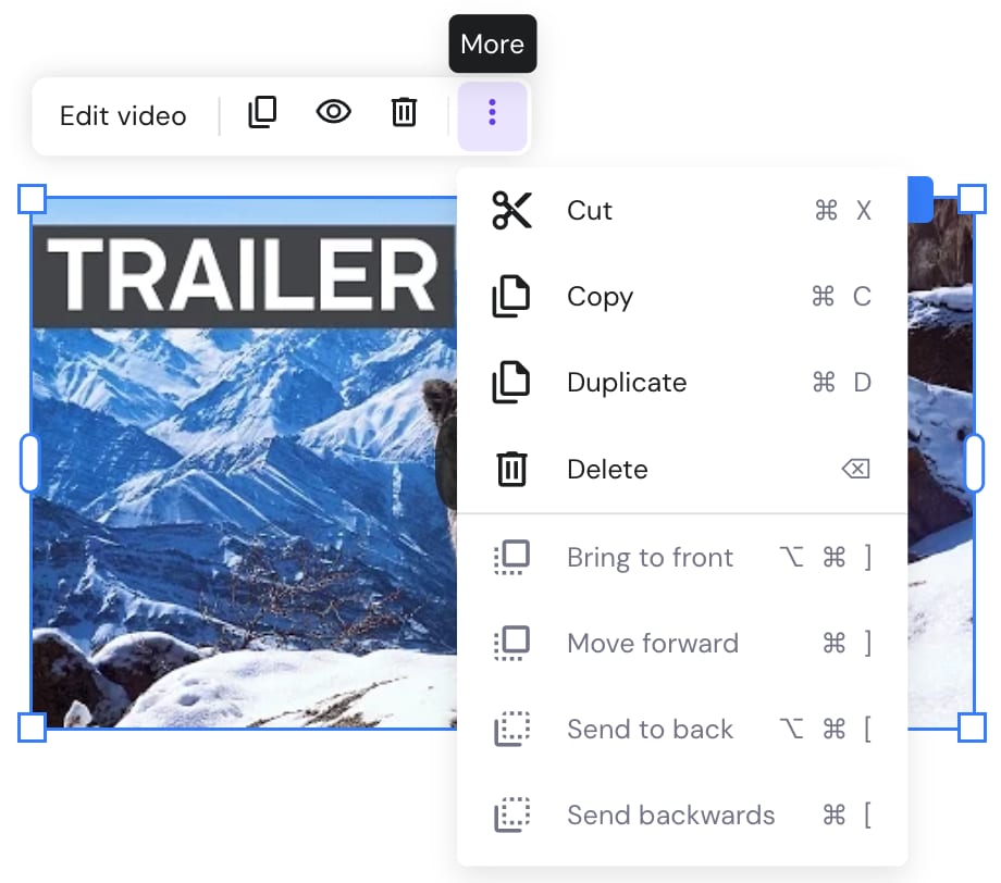 A video element in Hostinger Website Builder