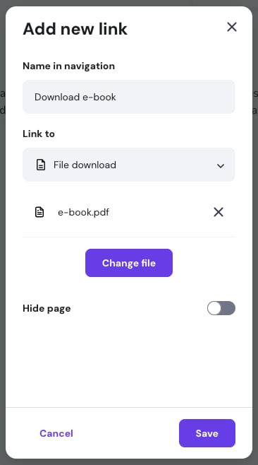 Adding a link to a file in Hostinger Website Builder