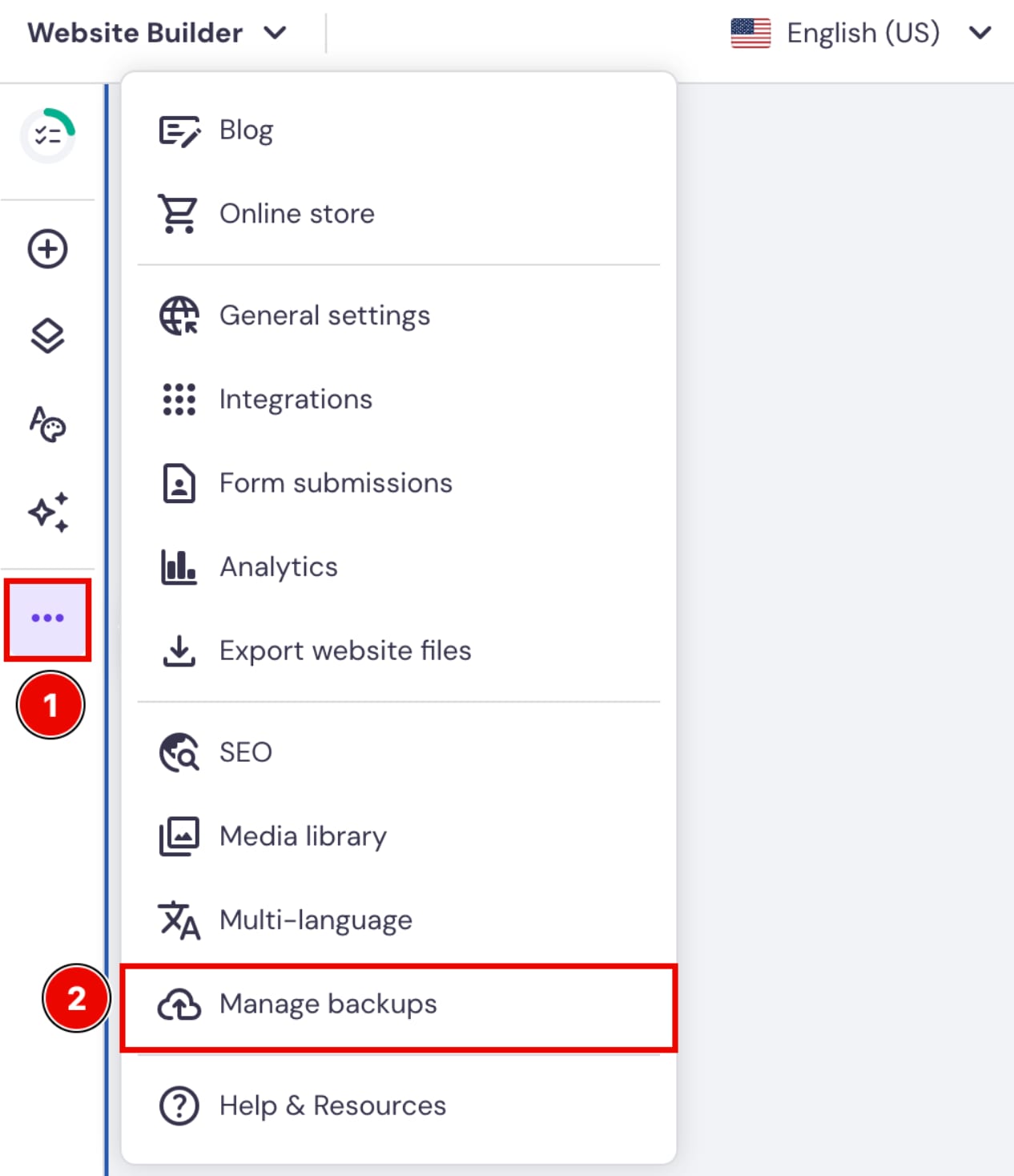 Website backups in Hostinger Website Builder