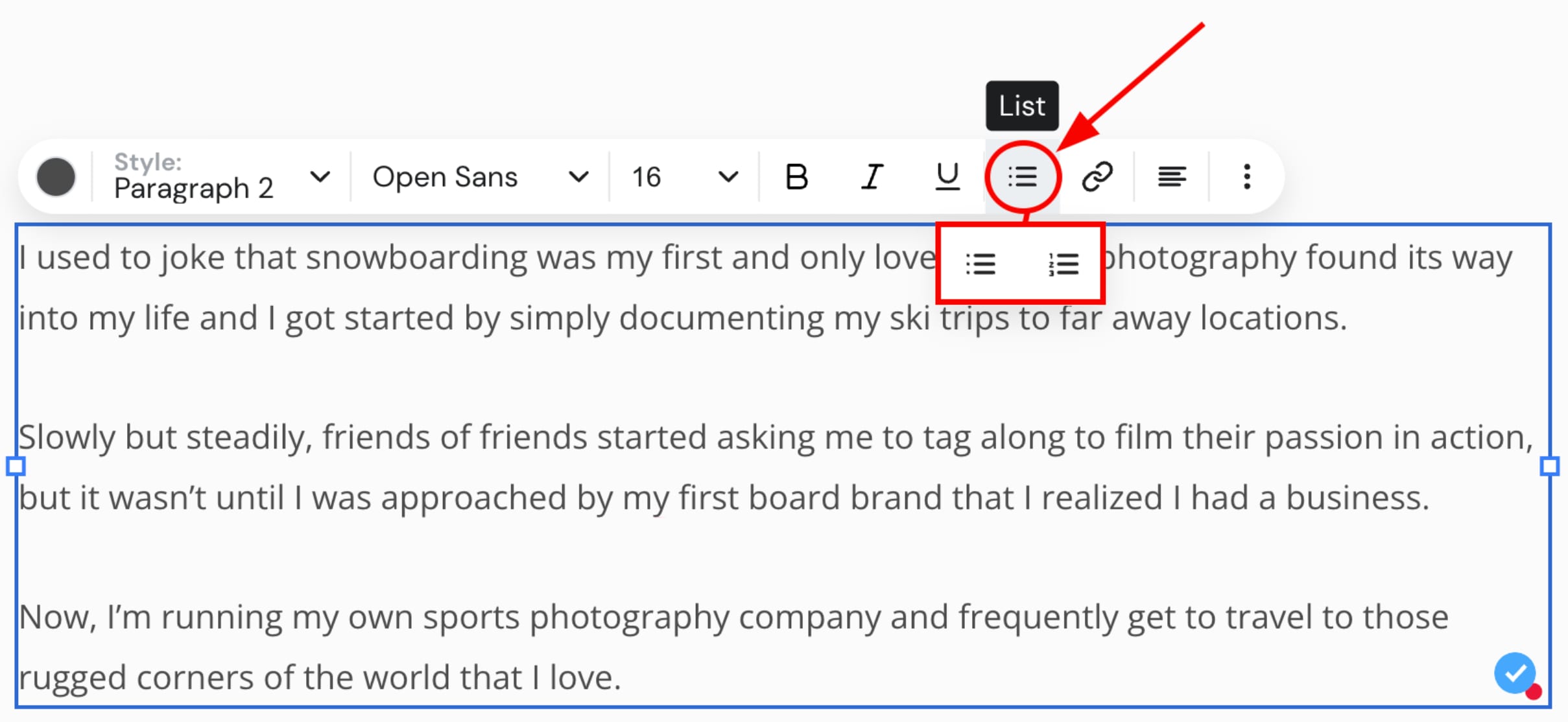 Text editing tools in Hostinger Website Builder