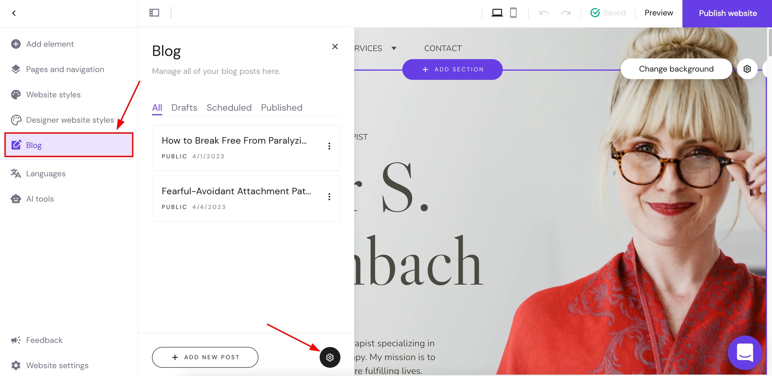Creating blog categories in Hostinger Website Builder