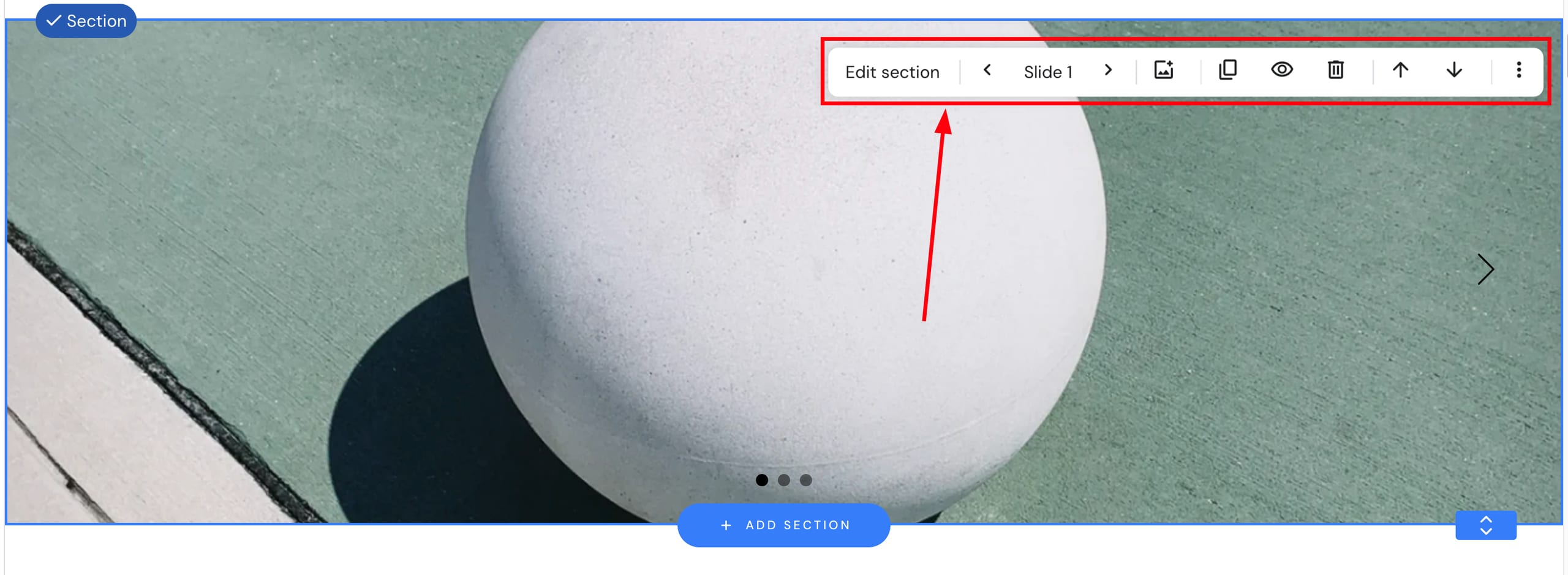 Editing the slideshow section in Hostinger Website Builder