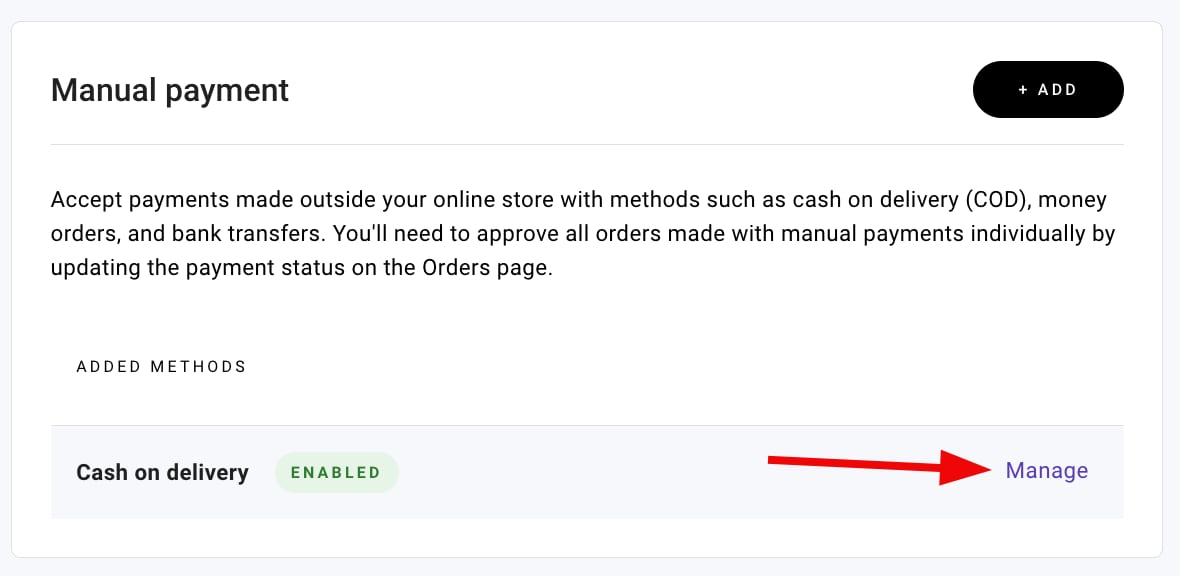 Payment settings in Hostinger Website Builder's store management area