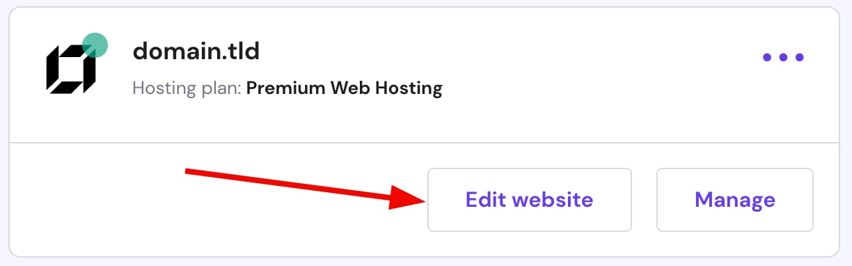 The button to edit a website