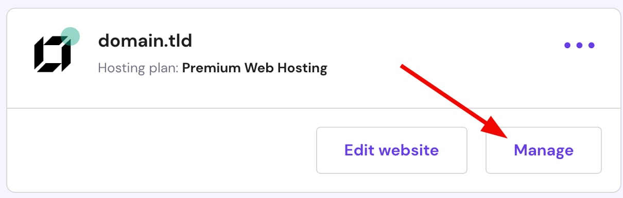 The button to manage a website