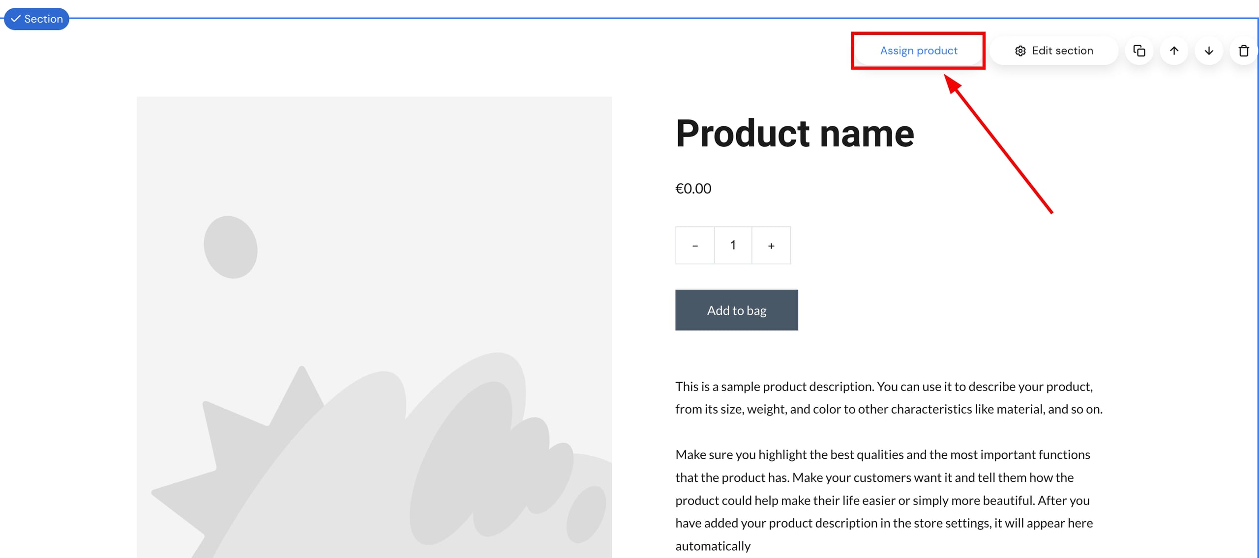 Assigning a particular product to a particular product section in Hostinger Website Builder