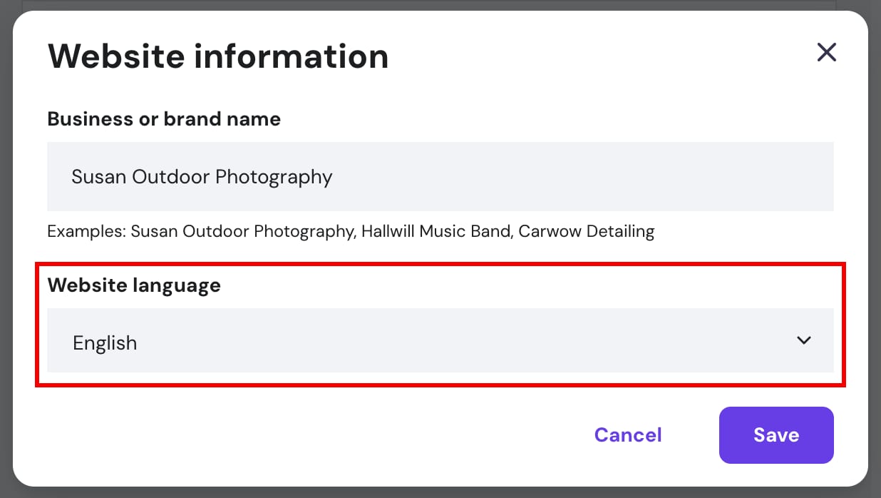 Setting the preferred website language
