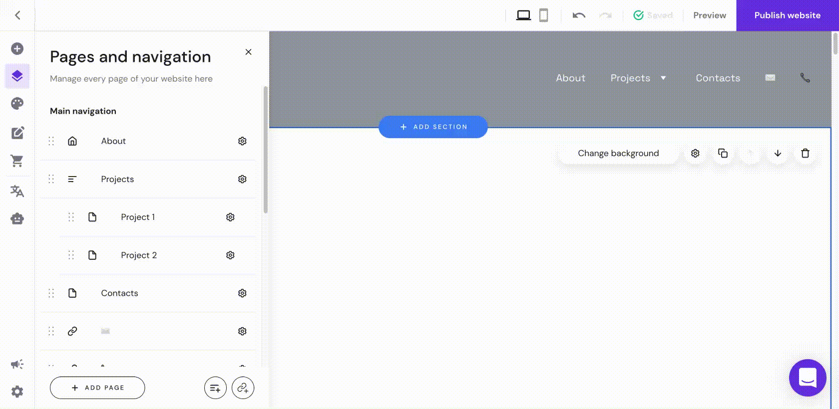 Dragging menu items up or down to change their display order