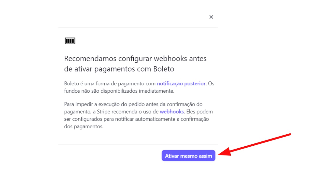Payment methods settings in Stripe