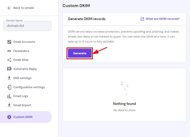 Generating a custom DKIM record for Hostinger Email