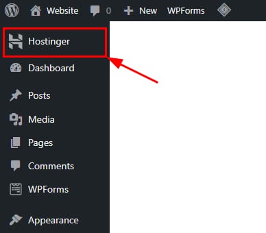 The Hostinger plugin on the WordPress Admin panel