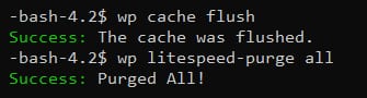 The commands for clearing LiteSpeed cache via SSH