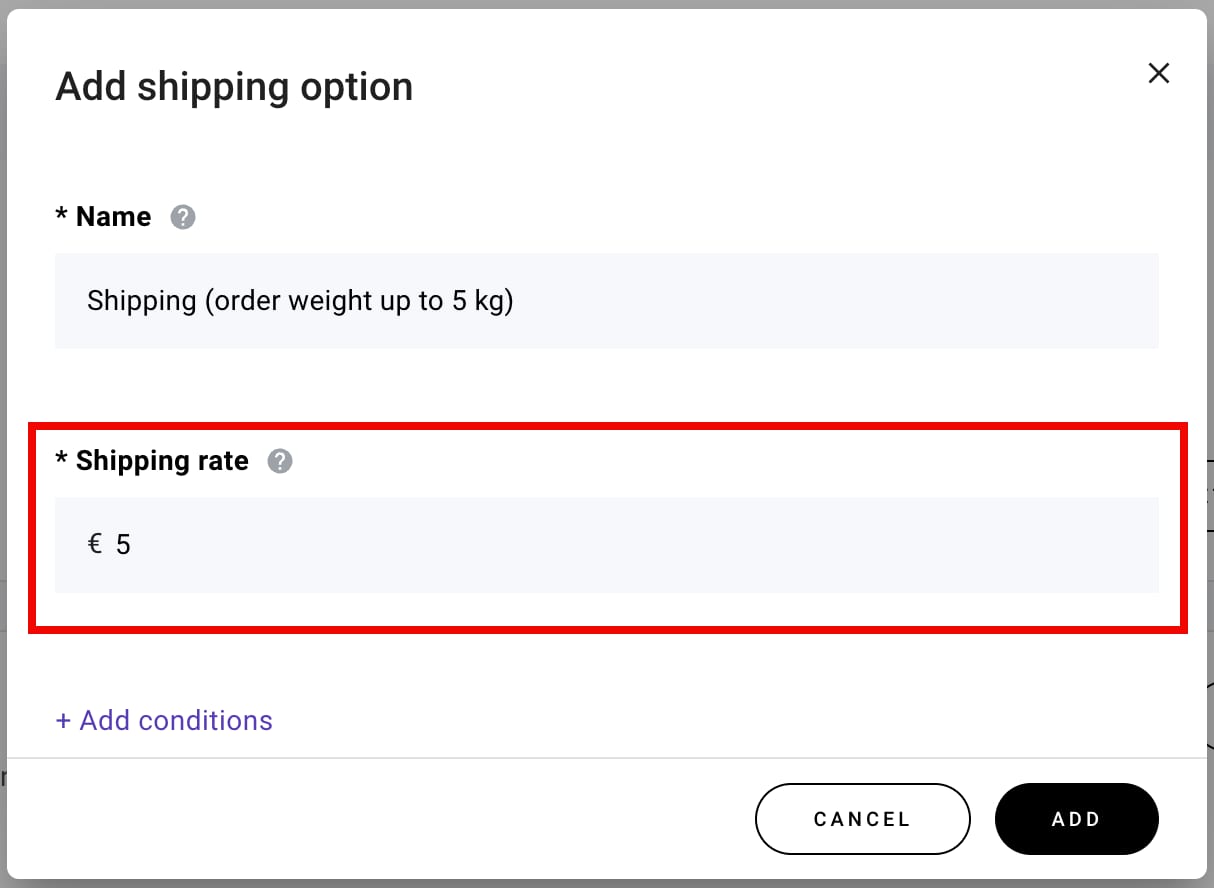 The shipping rate