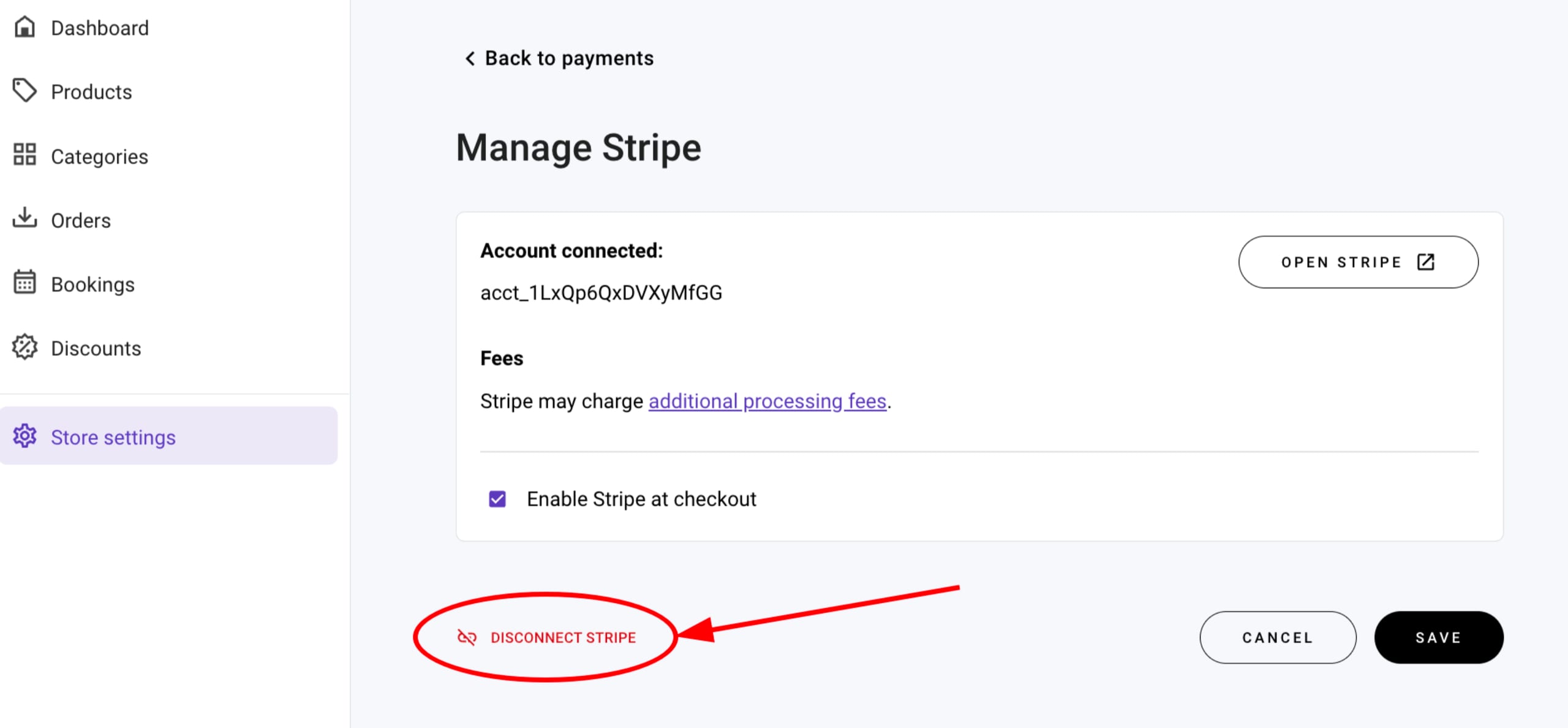 Removing payment methods in an online store created with Hostinger Website Builder