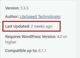 The last updated date for a plugin