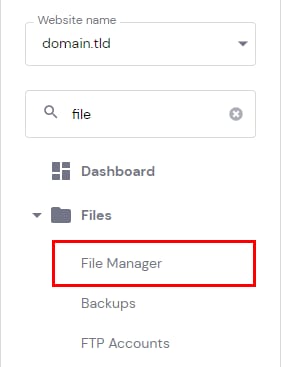 Accessing the file manager