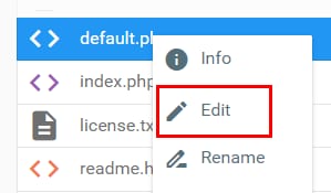 The File Manager edit option