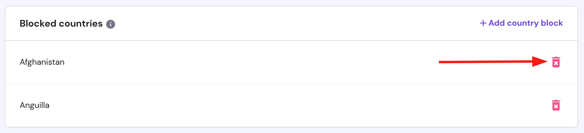 Removing a country block