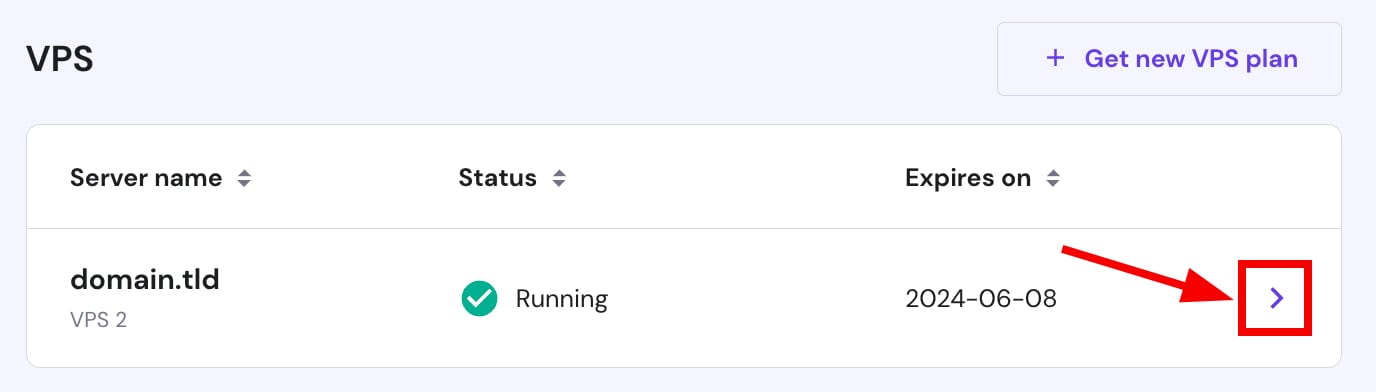 Accessing the VPS dashboard
