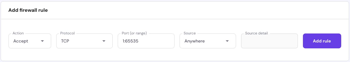 An example of a VPS firewall rule 