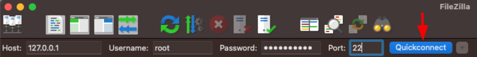 VPS SSH access details in FileZilla
