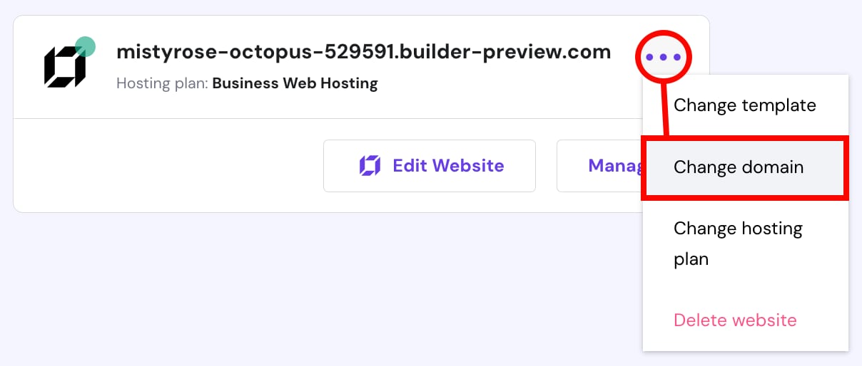 The Connect domain button in Hostinger