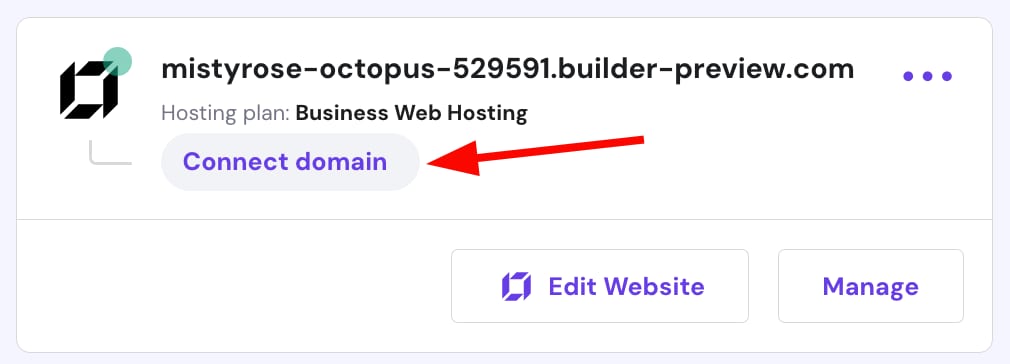 The Connect domain button in Hostinger