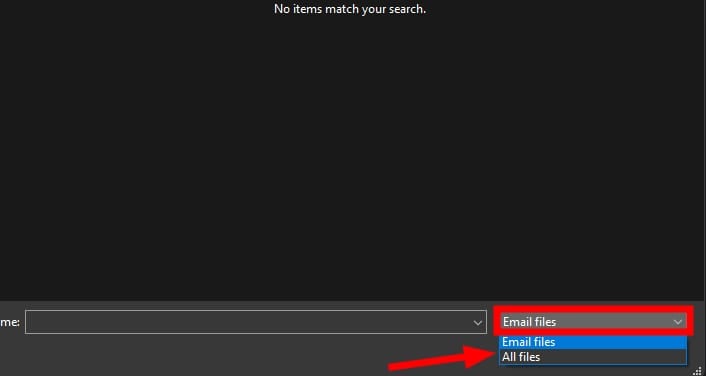 The option to view All files or Email files