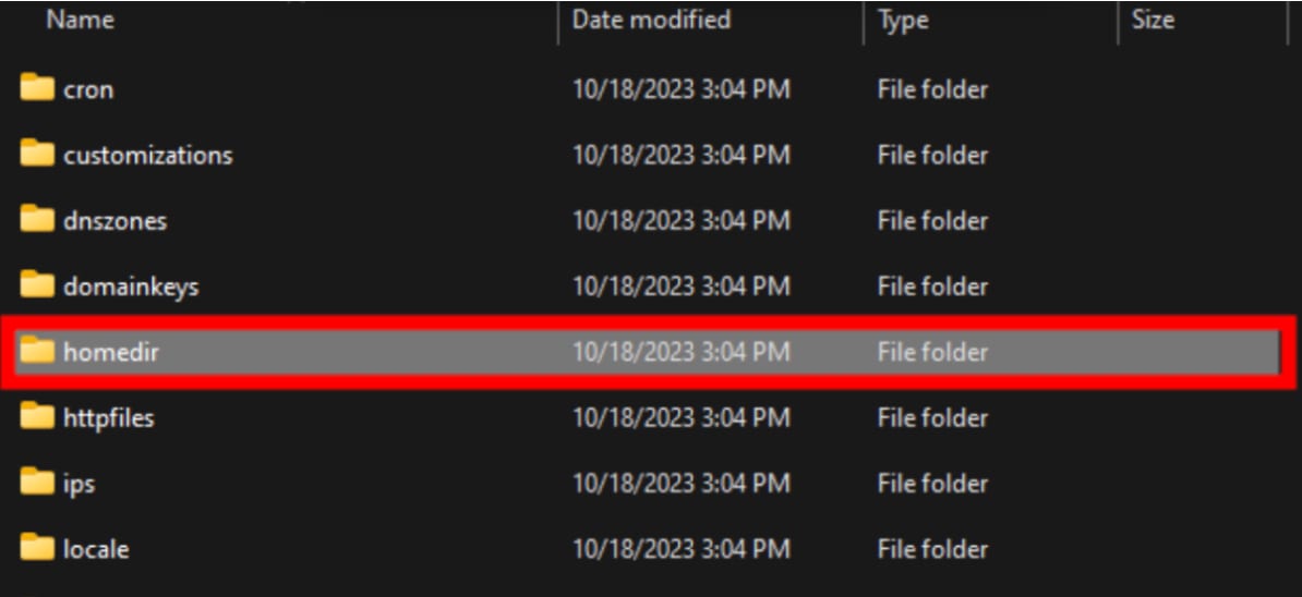 Locating the email backup file