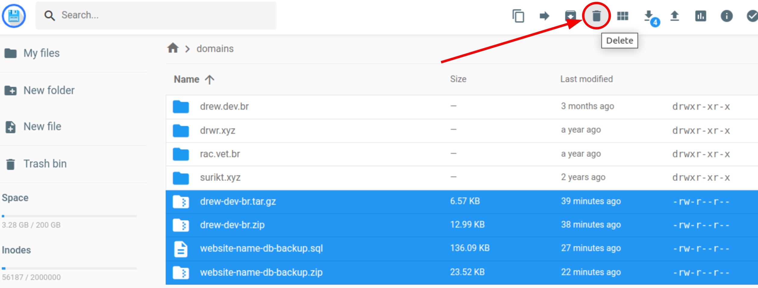 Downloading files via the file manager