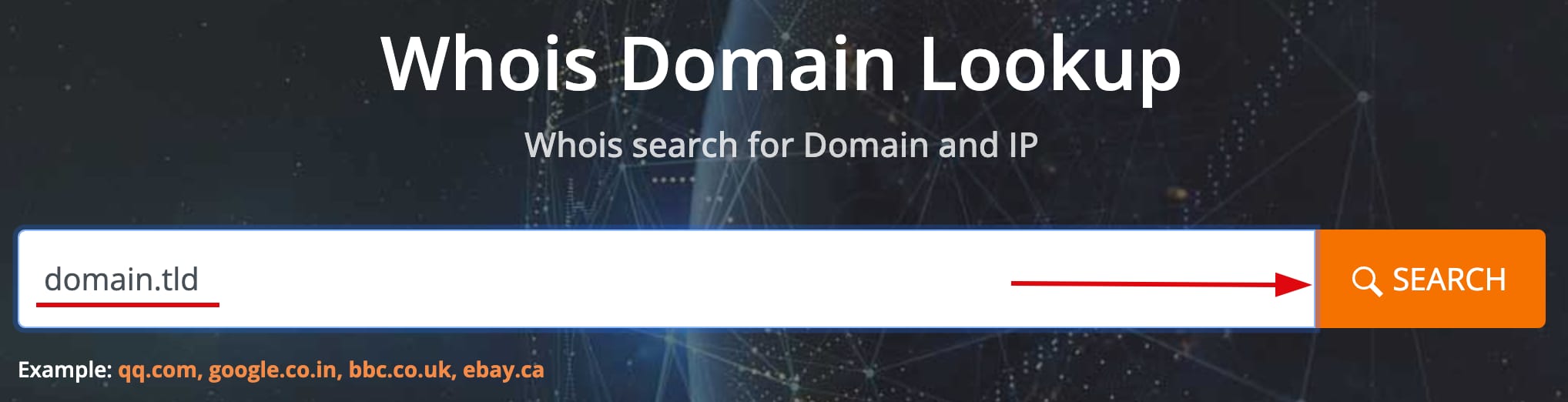 Looking up a domain name in Whois, the public domains database