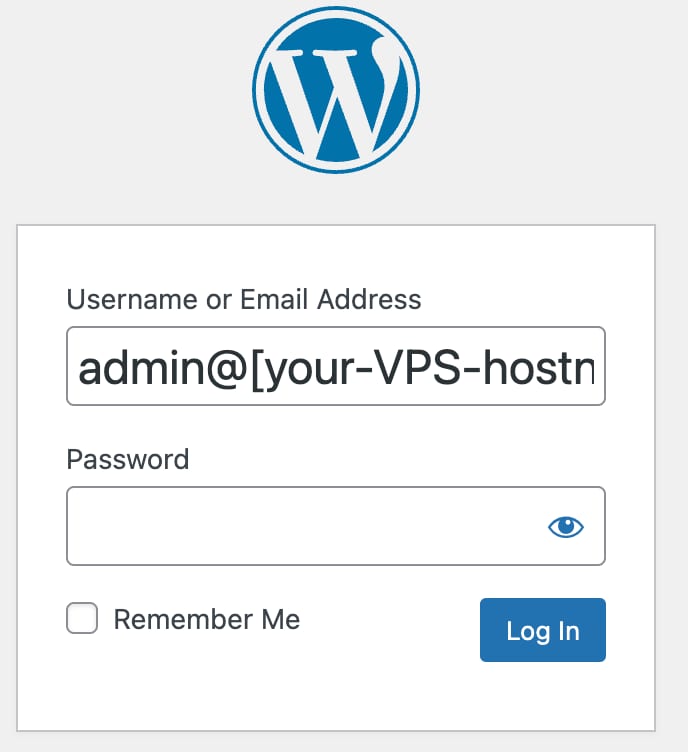 Logging in to the WordPress admin page