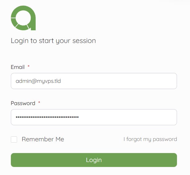 The Akaunting login page