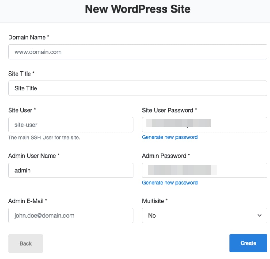 Adding a new WordPress website to CloudPanel