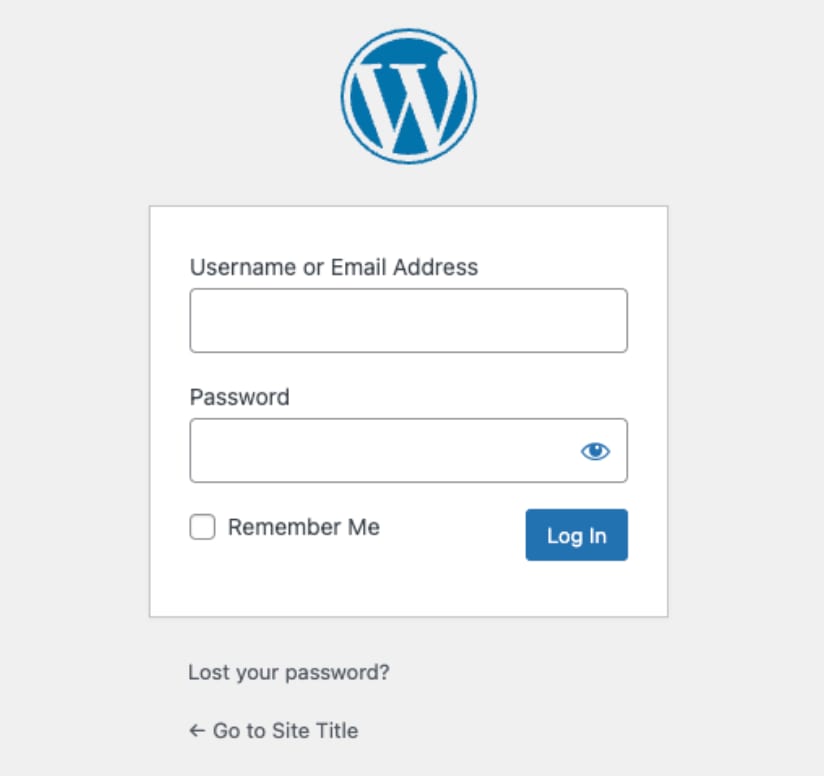 WordPress login panel