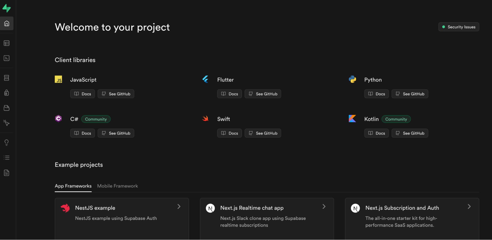 The Supabase dashboard