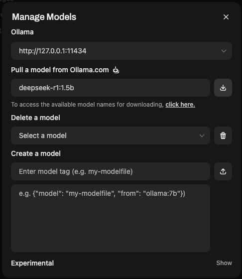 OpenWebUI manage models