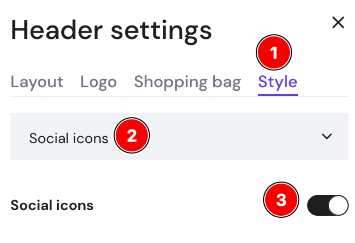 The style settings of the header in Hostinger Website Builder