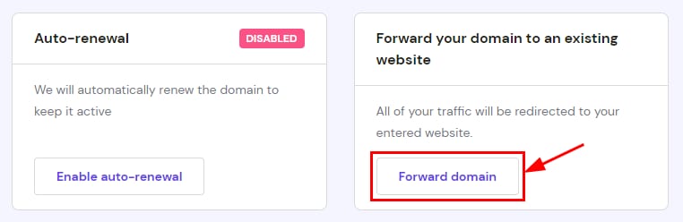 Forward a domain from Hostinger hPanel