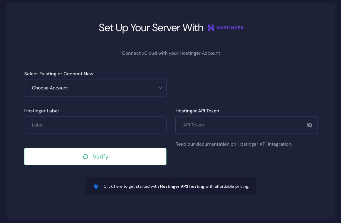 Hostinger API verify on xCloud.host