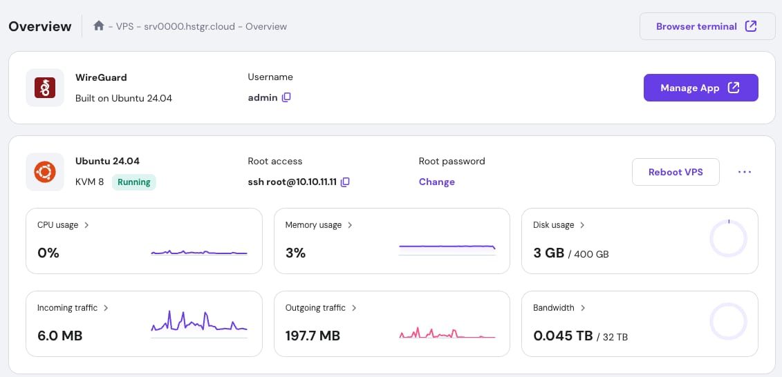 wg-easy access from VPS dashboard